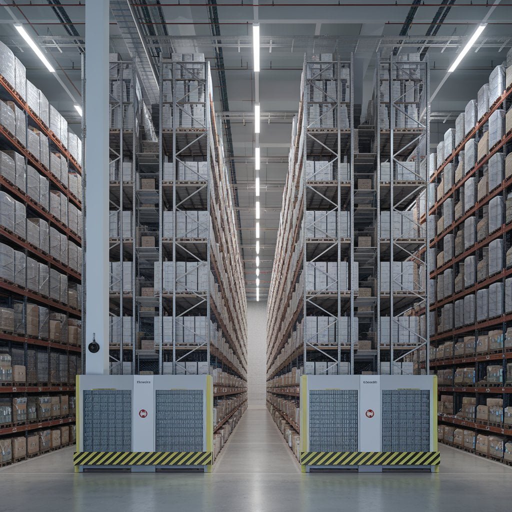 ProShip3PL's secure and scalable storage solutions in a large, well-organized warehouse, featuring climate-controlled sections and 24/7 surveillance for maximum product safety.